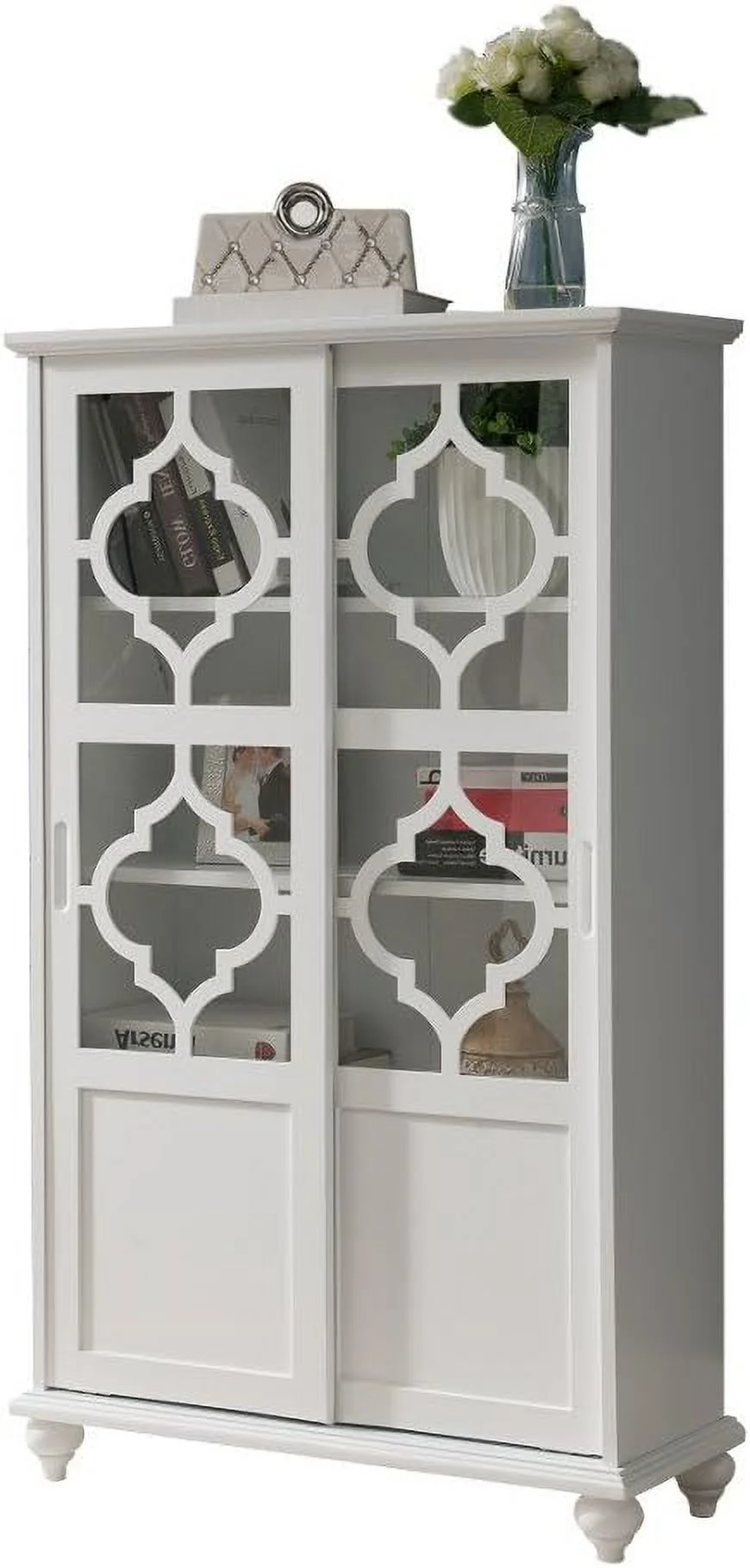 Contemporary Wood China Curio Display Cabinet In White