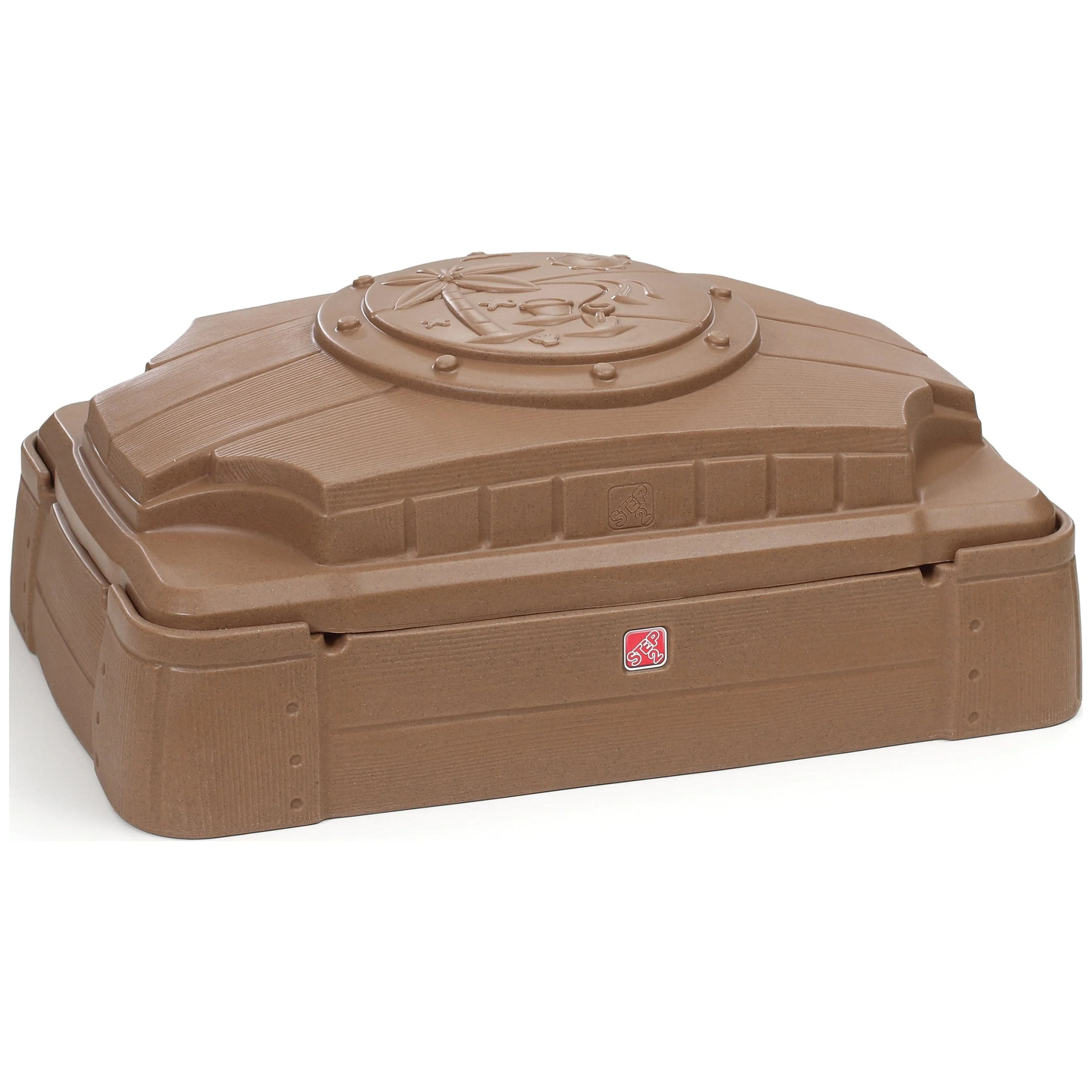 Step2 Play and Store Sandbox Brown Plastic Kids Outdoor Toy with Cover