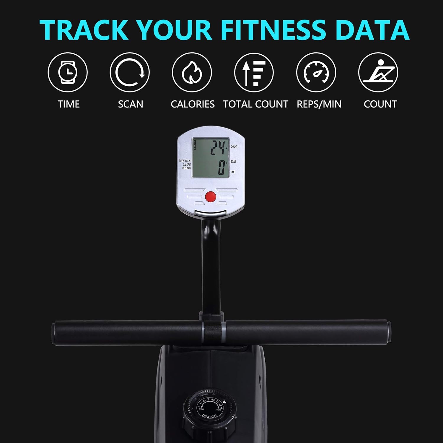 ECHANFIT Magnetic Rower Machine with 16-Level Silence Resistance for Whole Body Rowing with LCD Monitor for Home Gym, Cardio Exercise and Strength Training
