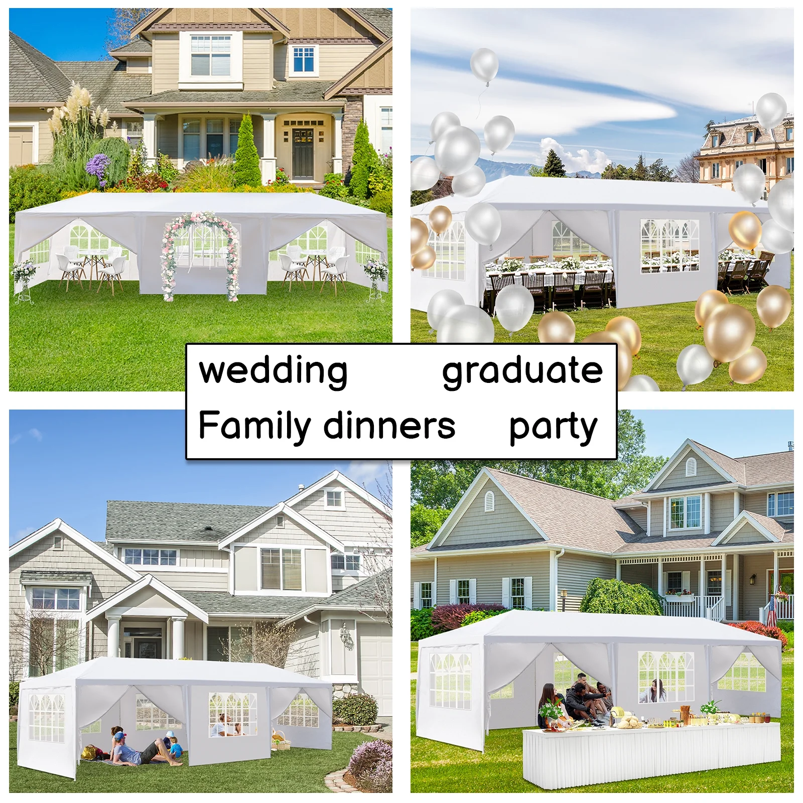 Zimtown 10x30ft Party Patio Tent Canopy Gazebo Pavilion Event Canopies(8 sides)