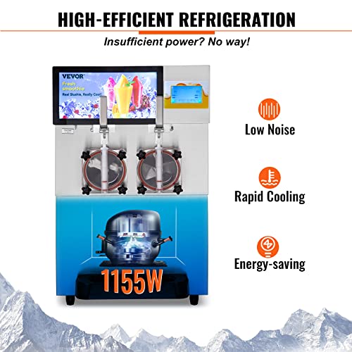 VEVOR Commercial Slushy Machine, Margarita Smoothie Frozen Drink Maker, Slushie Machine for Party Cafes Restaurants Bars Home Use