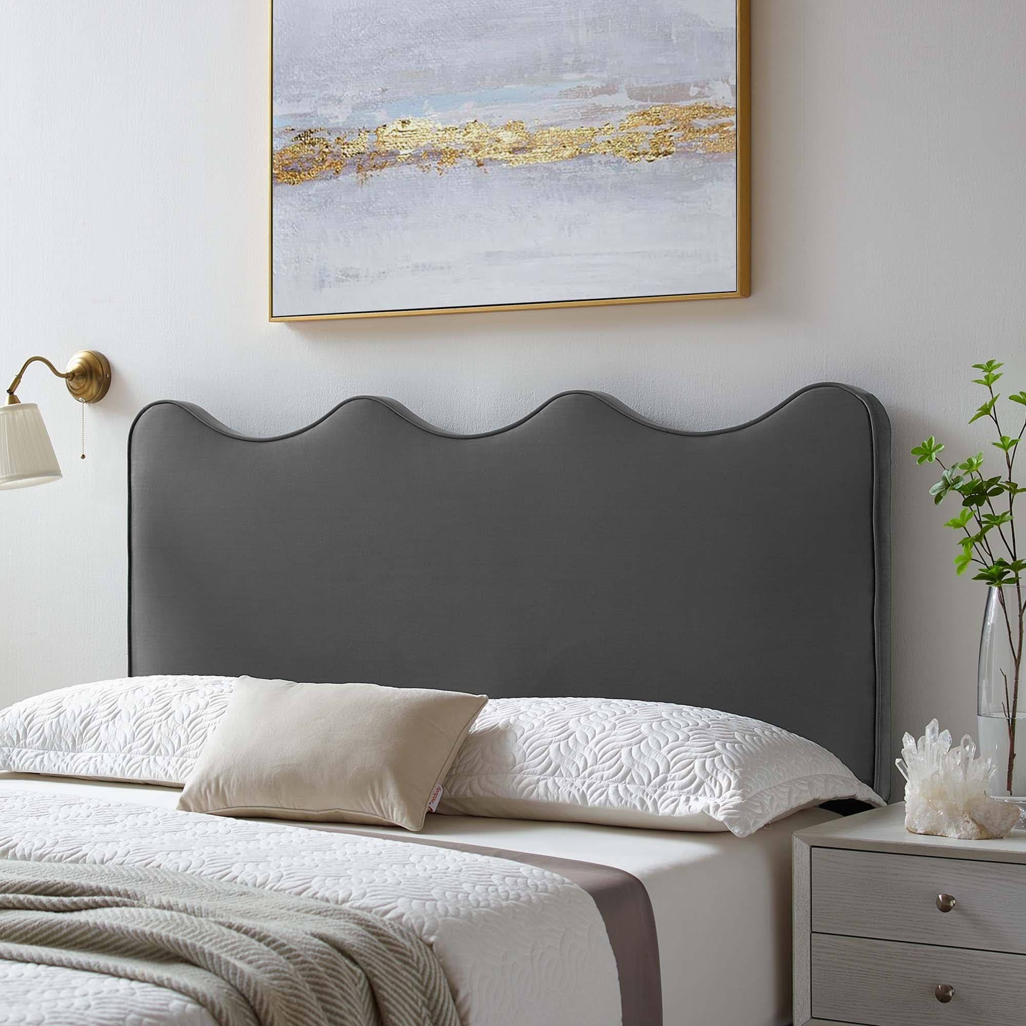Athena Performance Velvet Headboard King/California King / Light Gray