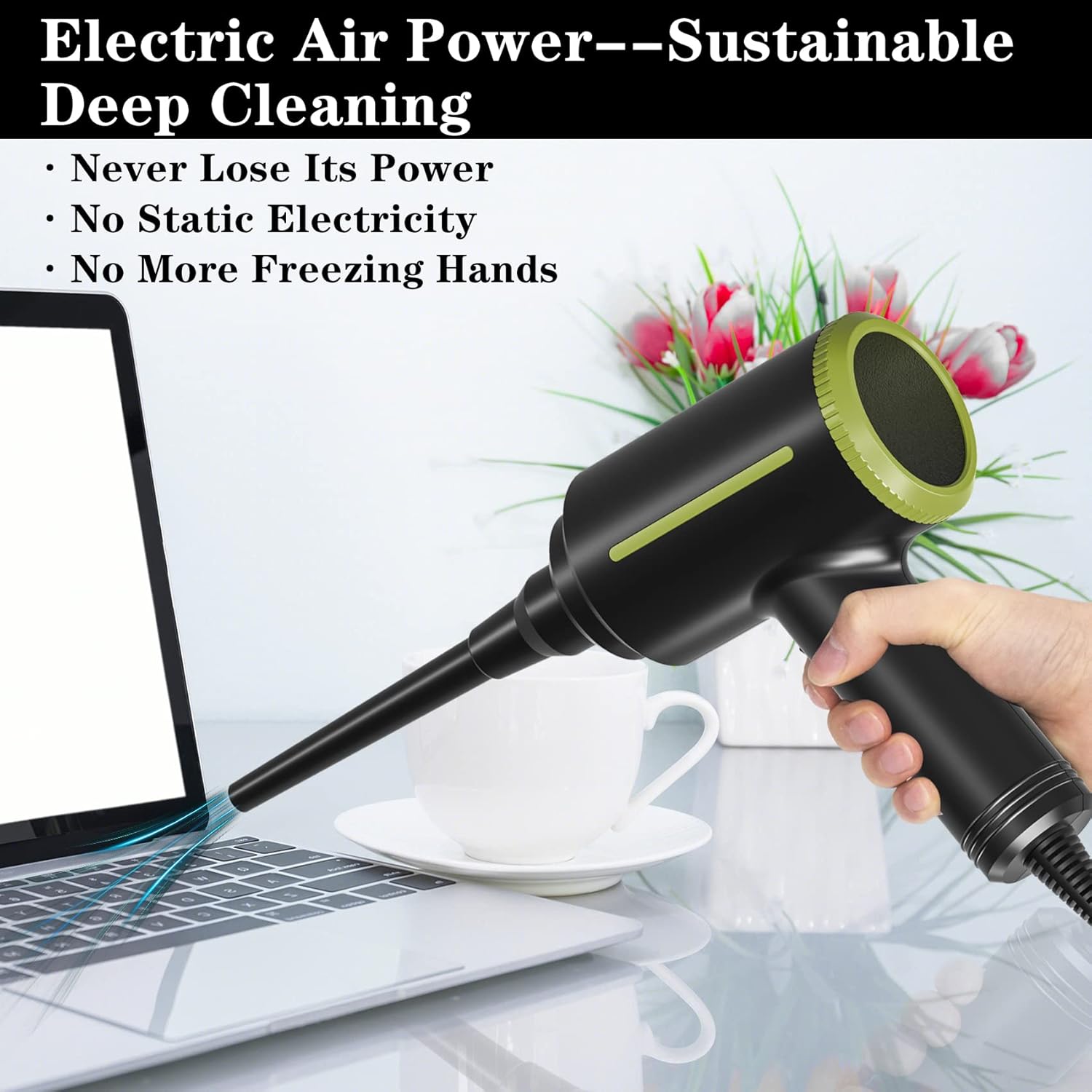 2 in 1 Compressed Air Duster , Multi-Use Electric Air Duster for Computer Keyboard Cleaning, Dust, Hairs, 2 Speed Rechargeabl Air Blower & Air Pump, Reusable Duster Replaces Compressed Air Cans…