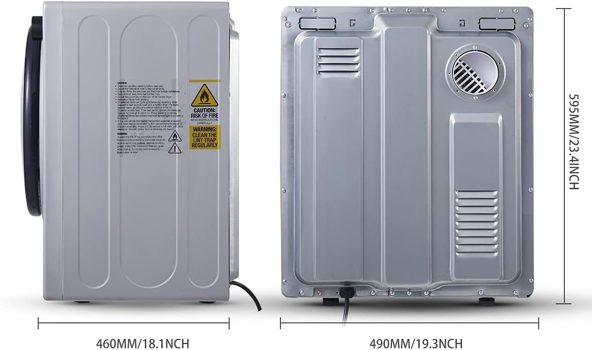 CTT Compact Dryer 2.15 cu.ft. Portable Clothes Dryers with Stainless Steel Liner Small Dryer Machine, Suitable for Apartments, Dorm, RVs, 110V Gray