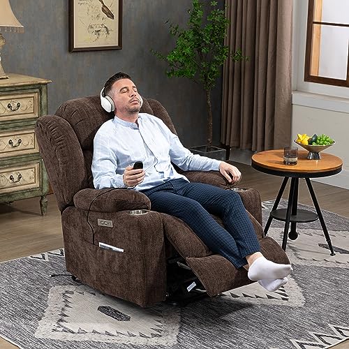 2024 Power Lift Recliner Chair with Full-Body Massage and Heat for Elderly, Hand Remote Control, Upgraded OKIN Motor, Extended Footrest, USB Ports, Stainless Steel Cup Holders, Chenille Grey