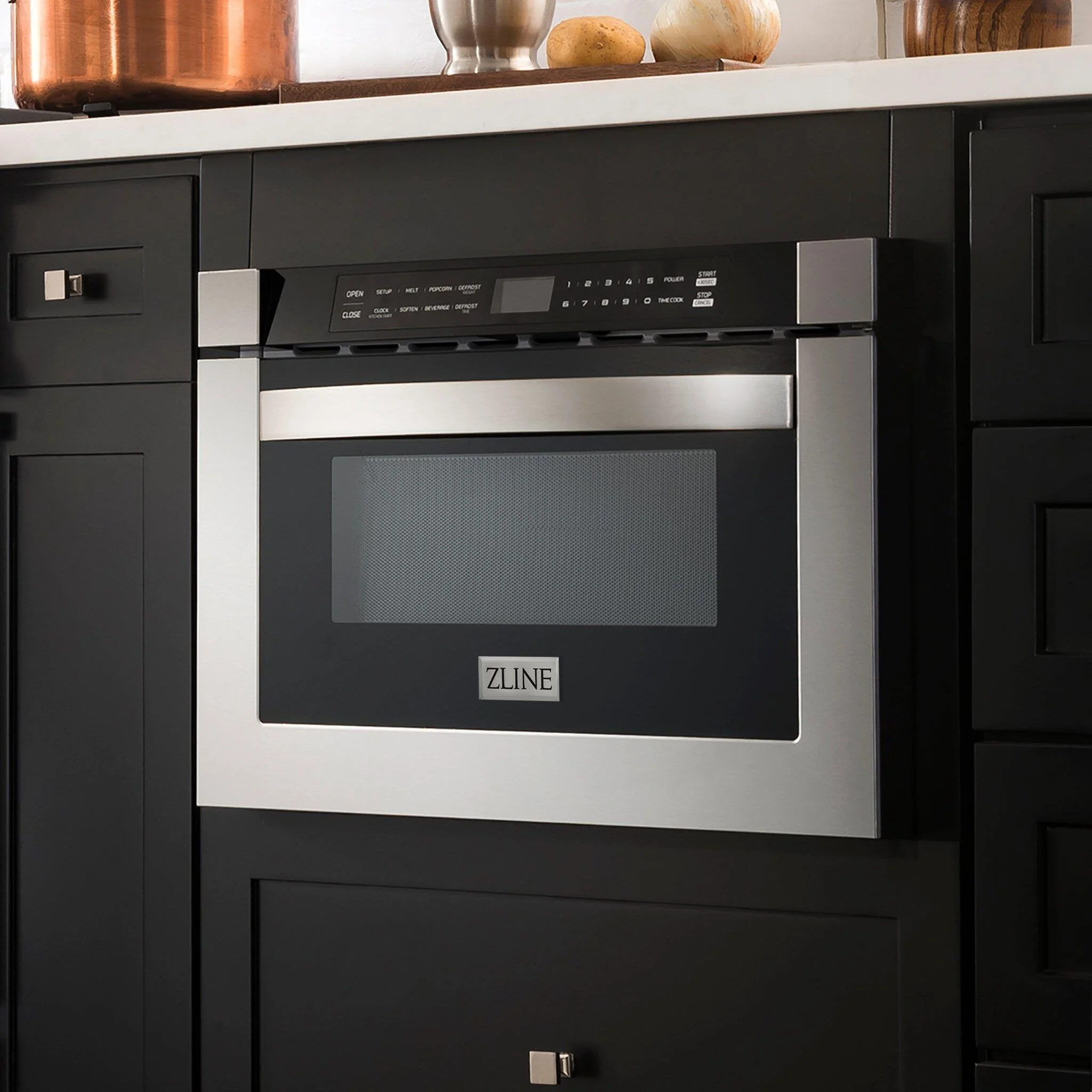 ZLINE 24" 1.2 cu. ft. Microwave Drawer in Black Stainless Steel