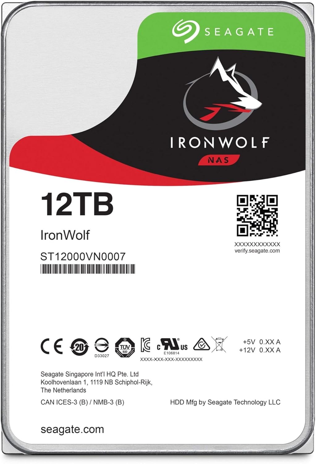 Seagate IronWolf 12TB NAS Internal Hard Drive HDD – CMR 3.5 Inch SATA 6Gb/s 7200 RPM 256MB Cache for RAID Network Attached Storage – Frustration Free Packaging (ST12000VN0008)