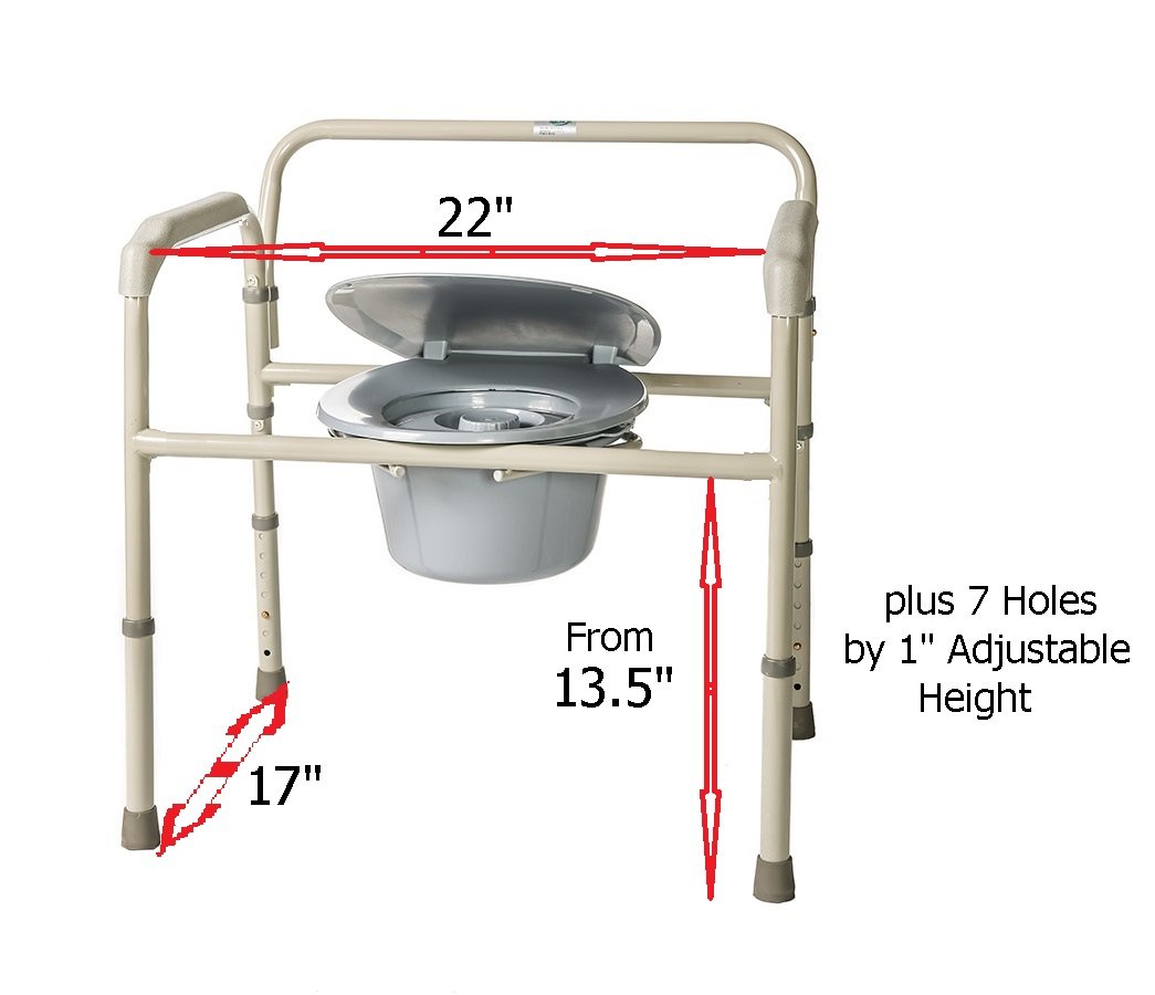 HEALTHLINE Heavy Duty Commode Bariatric, Medical Bedside Folding Bariatric Commode Chair Toilet for Elderly Seniors Disabled, Wide, 650 lbs, Gray