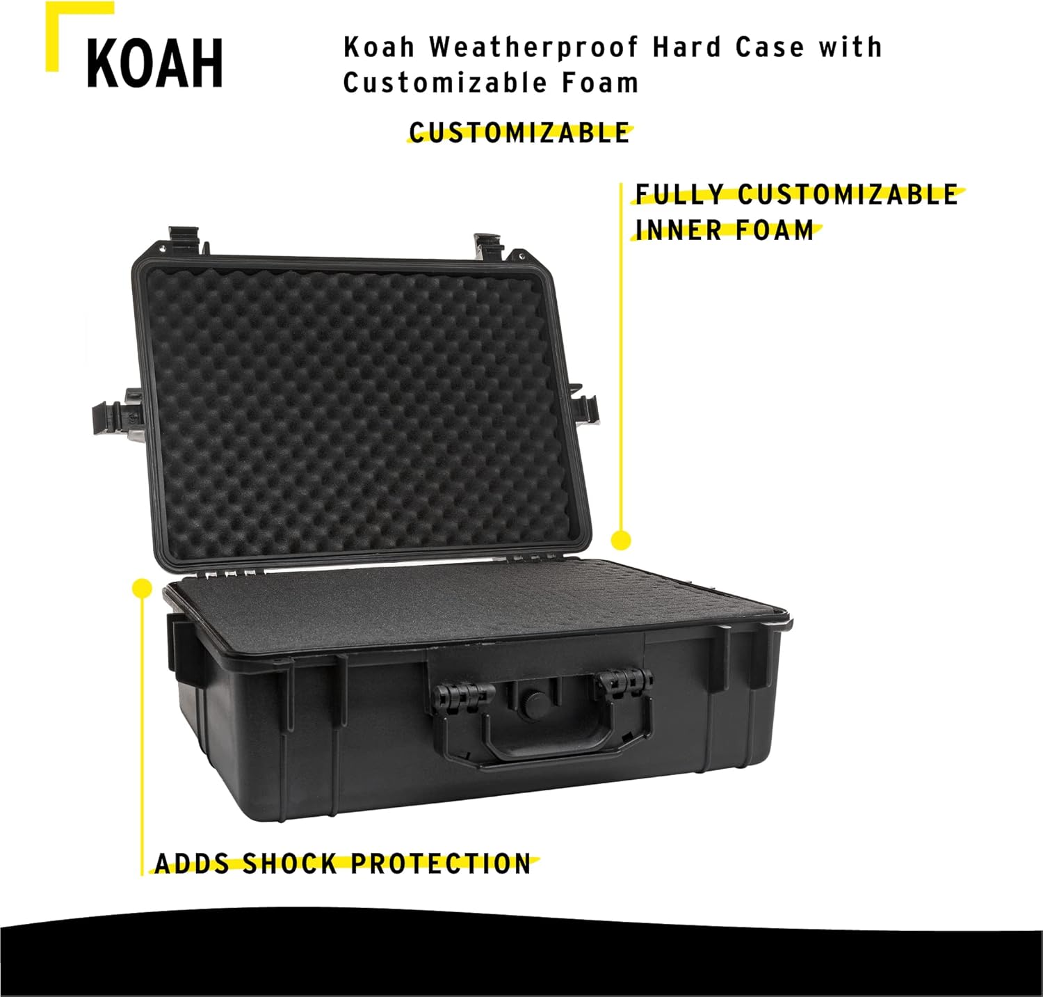 Koah Weatherproof Hard Case with Customizable Foam (22.4 x 16.7 x 8.5 Inch Outer, 19.9 x 13.9 x 7.6 Inner)