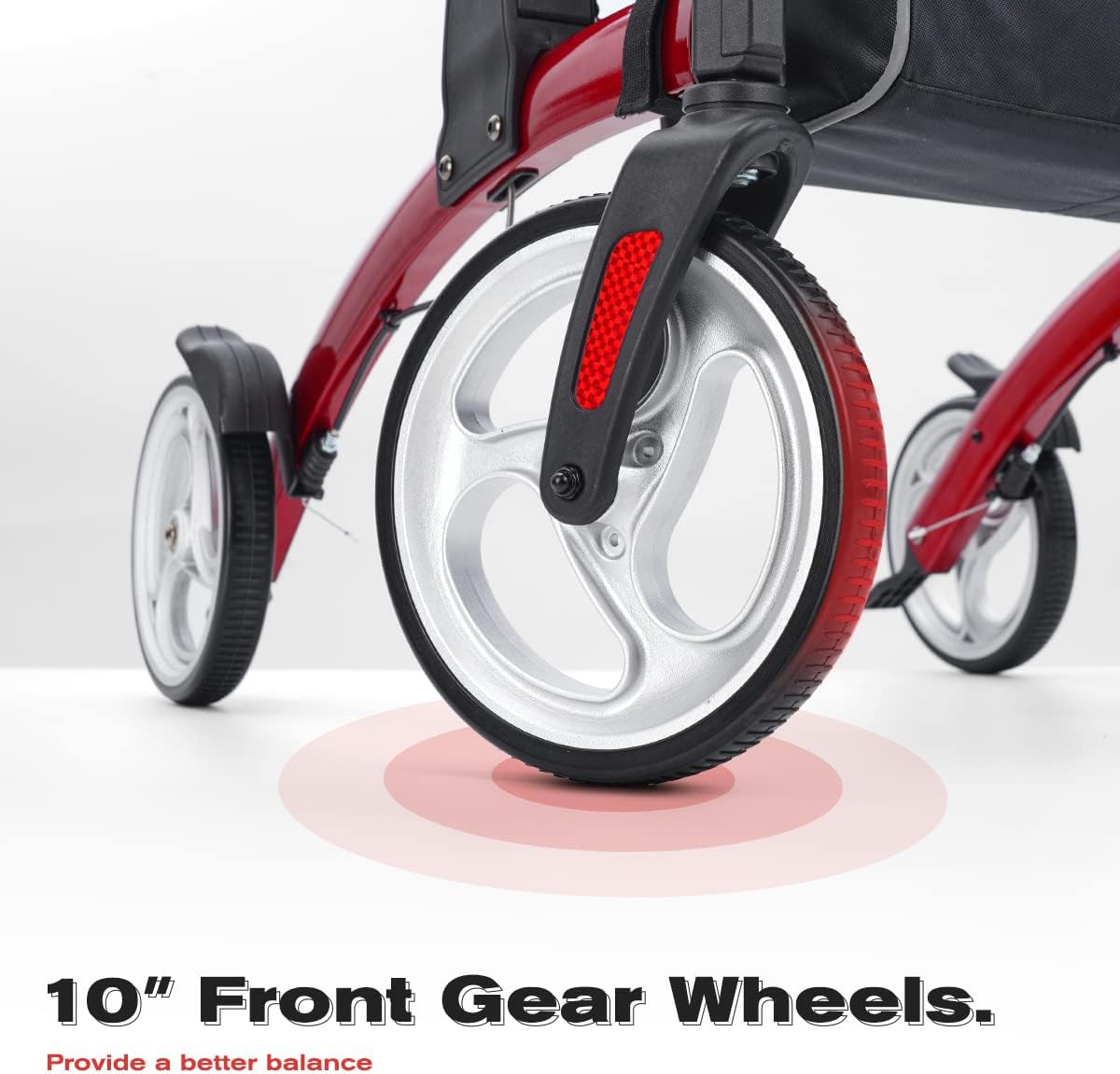 OasisSpace Upgrade Rollator Walker with Seat, Ultra Folding Rollator Walker for Seniors, Rolling Mobility Walking Aid Walker with Gear Wheel, Red