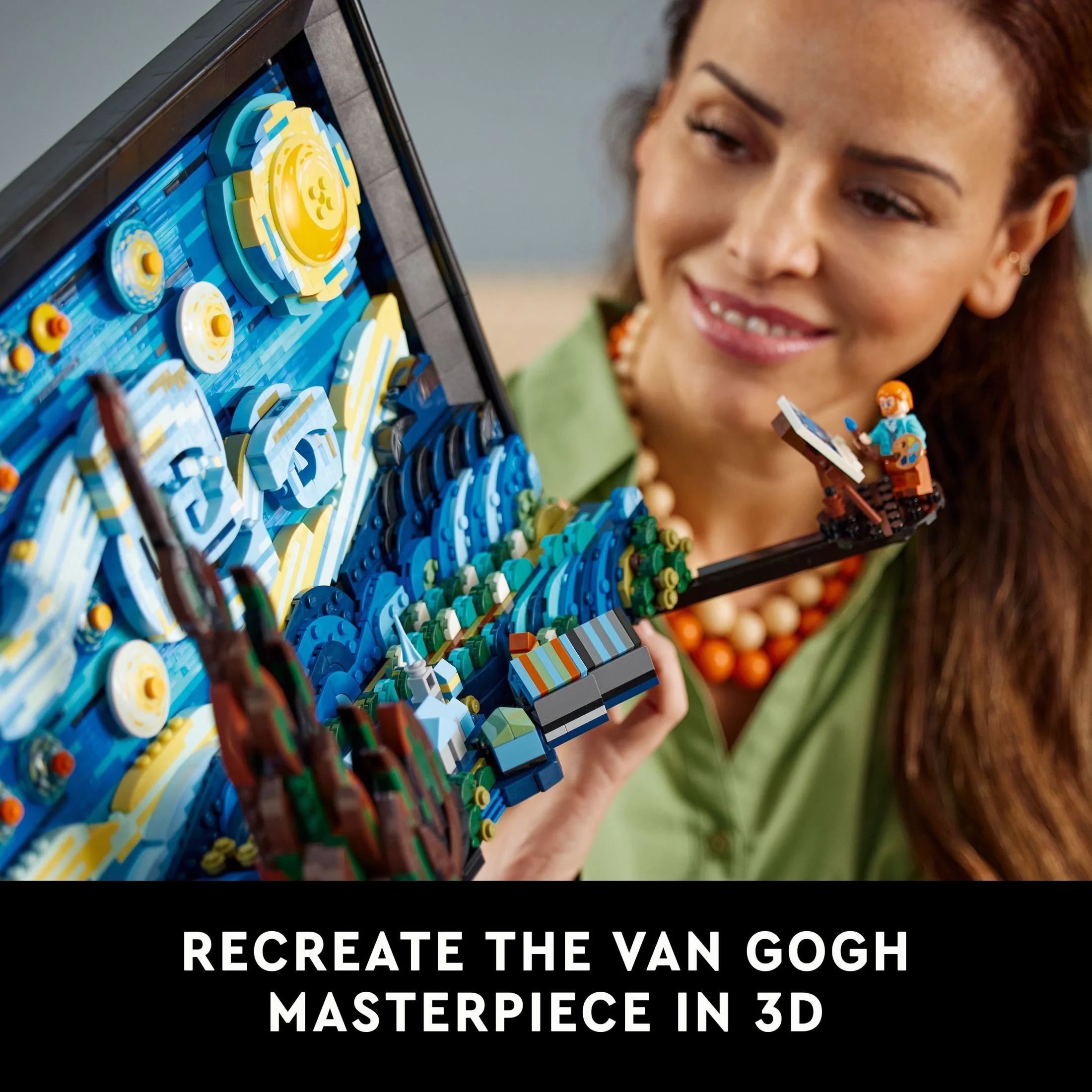 LEGO Ideas Vincent Van Gogh The Starry Night, Unique 3D Wall Art for Home Décor or Table Display with Artist Minifigure, Creative Building Crafts Set for Adults, 21333