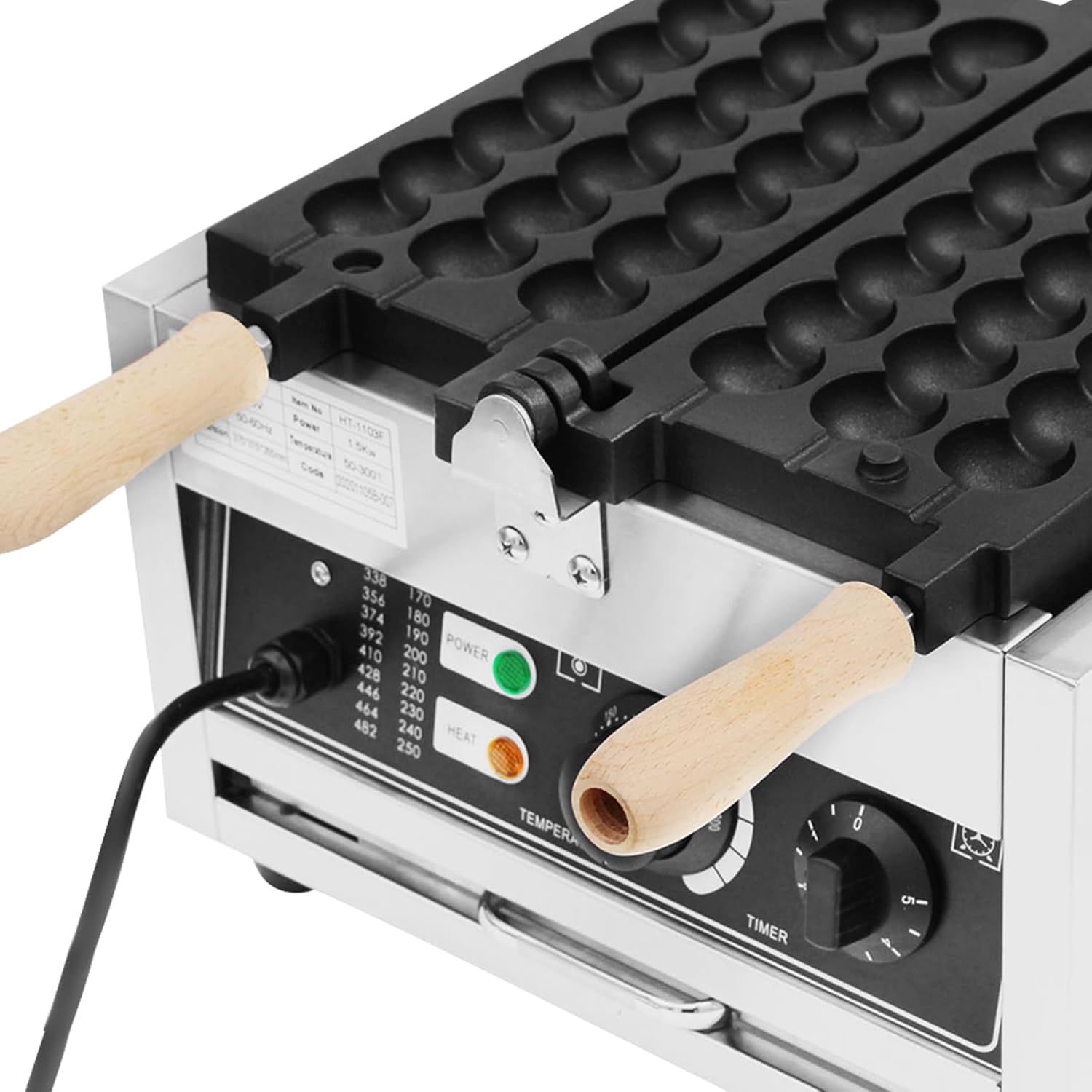 Egg Waffle Maker, 42pcs Commercial Electric Donut Ball Waffle Maker Steel Baker Machine With Time & Temp. Control, Stainless Steel Nonstick Bubble Waffle Machine for Homes, Restaurants