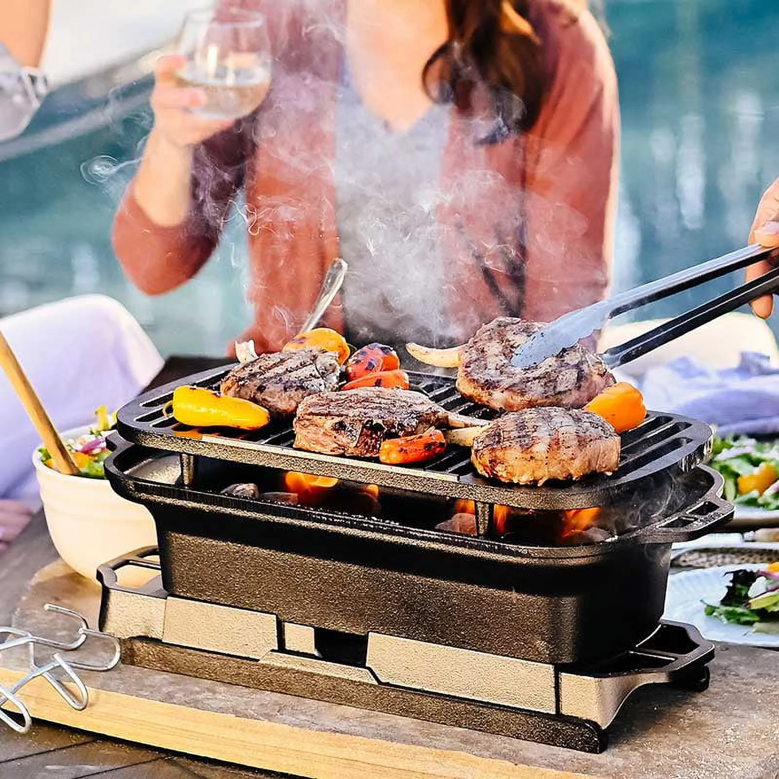 Lodge Cast Iron Seasoned Sportsman's Pro Charcoal Grill