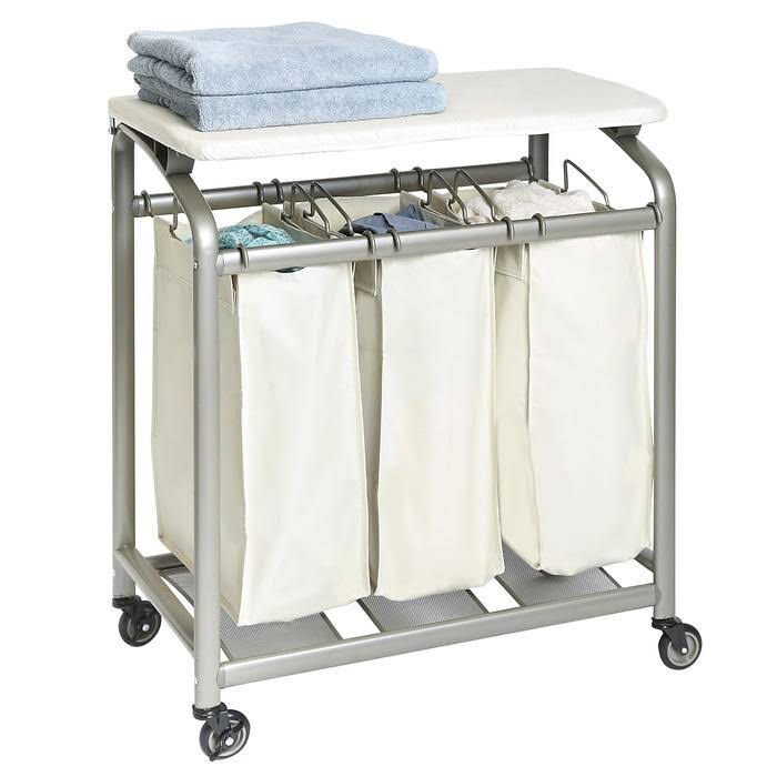 Seville Classics 3-Bag Laundry Sorter with Folding Table