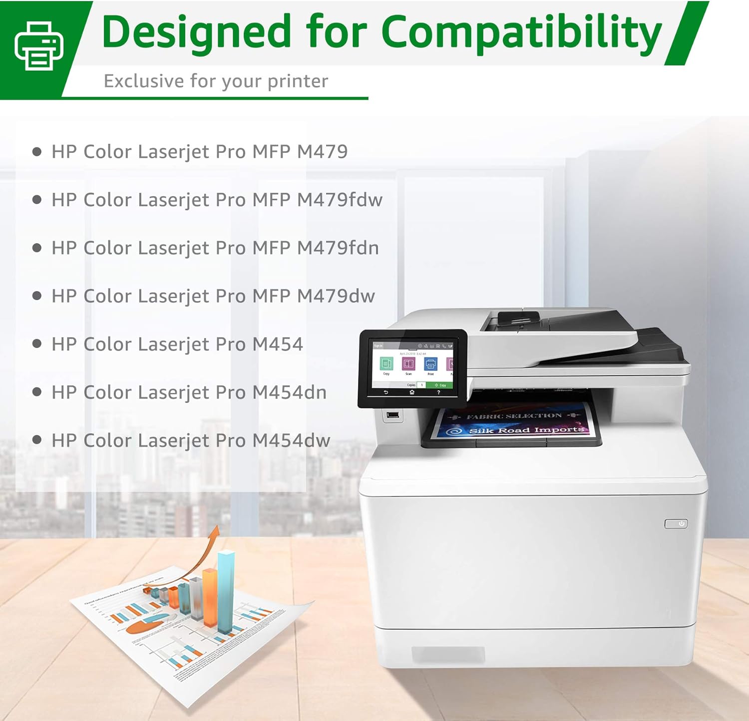 GREENSKY Compatible Toner-Cartridge Replacement for HP 414X W2020X W2021X W2022X W2023X 414A for HP Color Pro MFP M479fdw, M479fdn, M454dw, M454dn Printer (Black Cyan Magenta Yellow, 4-Pack)