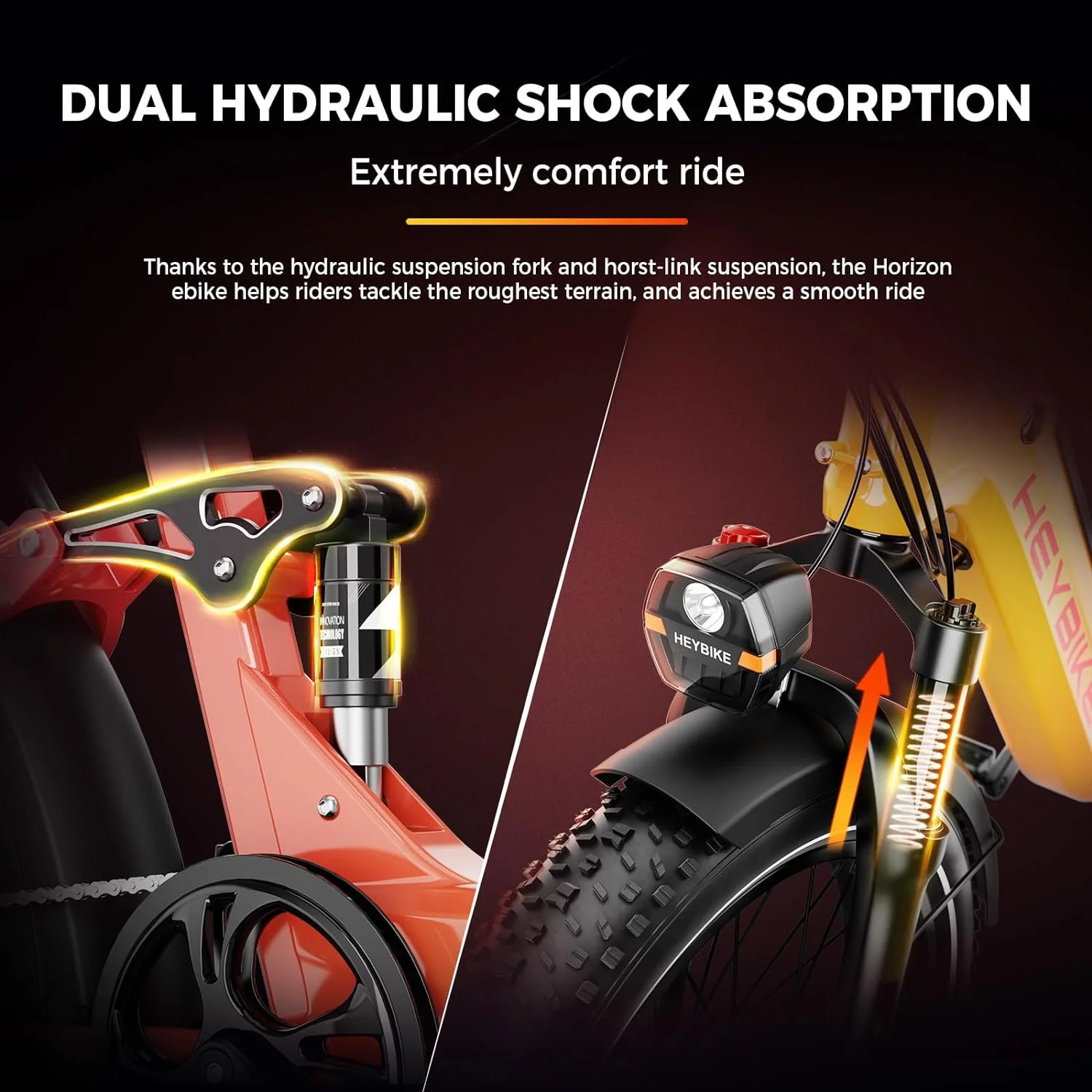 Heybike Horizon Electric Bike for Adults 750W Foldable Ebike with 48V 14.4AH Removable Battery,  24" x 4.0" Fat Tire Step-Thru Electric Bicycle, 7 Speed Gear and Dual Hydraulic Suspension