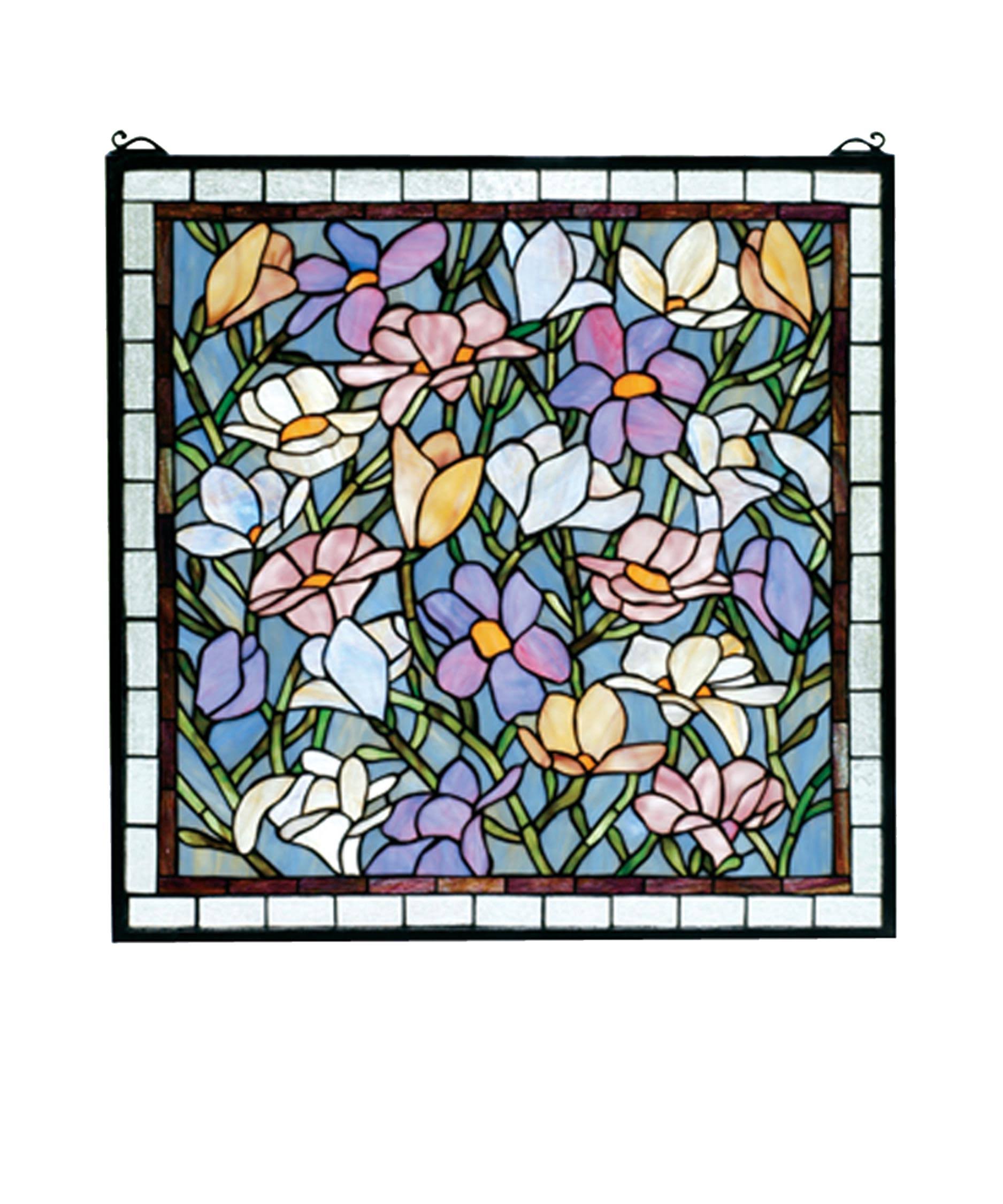 Meyda 22x22W x 22x22H Sugar Magnolia Stained Glass Window - 66278