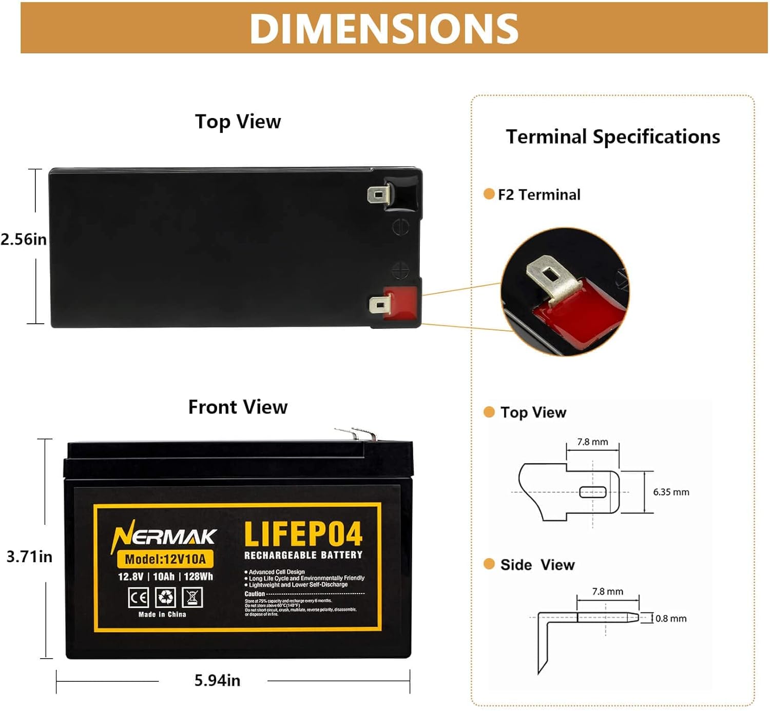 Nermak 2 Pack 12V 12Ah LiFePO4 Deep Cycle Battery, 2000+ Cycles Lithium Iron Phosphate Rechargeable Battery for Solar Power, Lighting, Power Wheels, Fish Finder, Scooters and More, Built-in 12A BMS