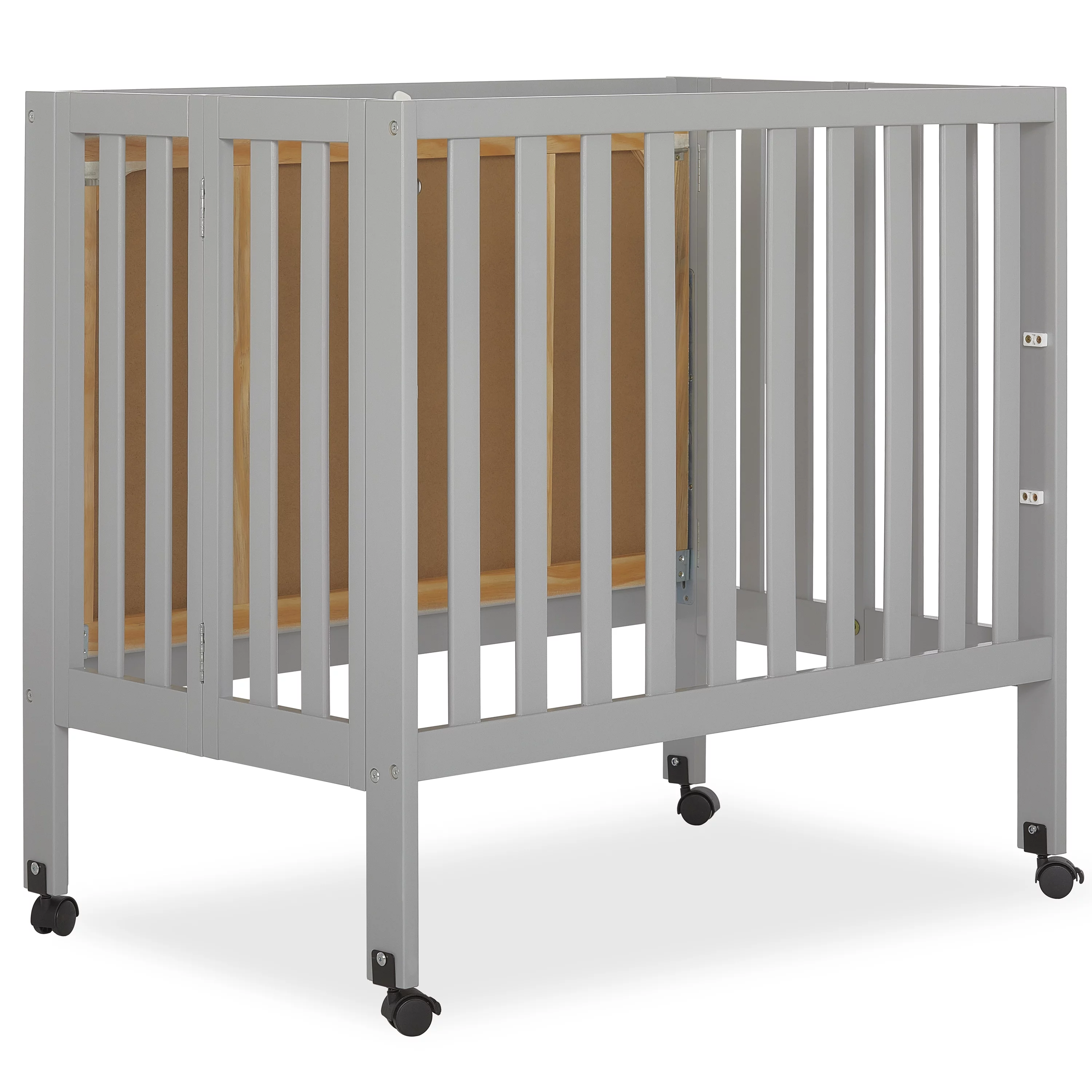 Dream On Me Jett Non-Full Size Folding Crib in Pebble Grey, Patented Folding System