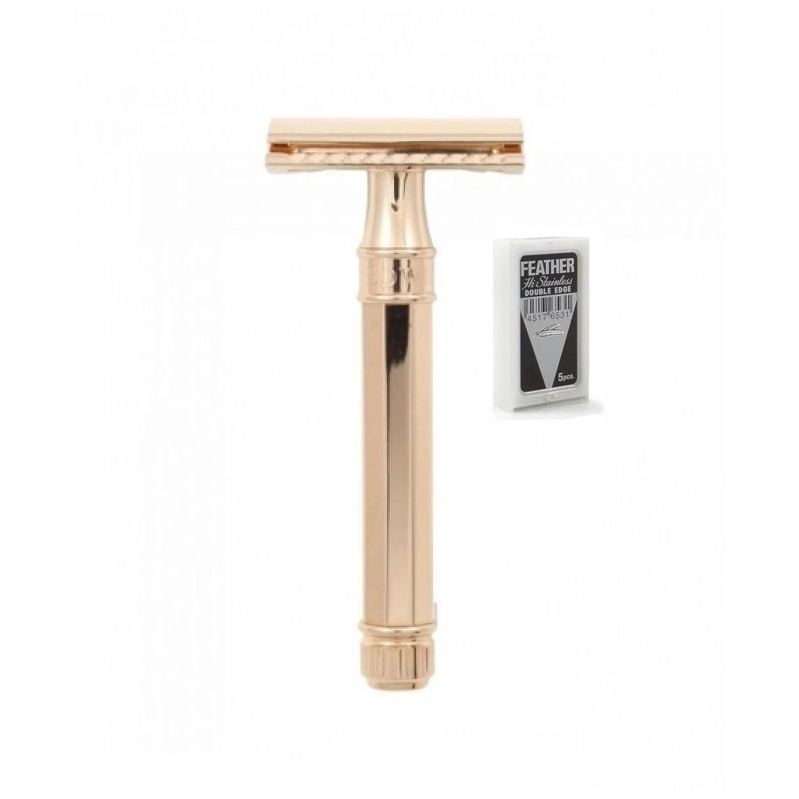 Double Edge Safety Razor, Regular Handle, 18 Carat Rose Gold Octagonal