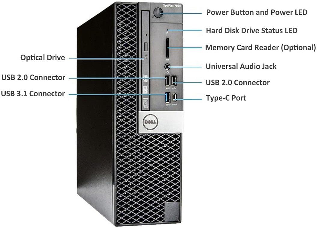Dell 7050 SFF Desktop Intel i7-6700 UP to 4.00GHz 32GB DDR4 New 1TB NVMe SSD + 2TB HDD Built-in AX200 Wi-Fi 6 BT Dual Monitor Support Wireless Keyboard and Mouse Win10 Pro (Renewed)