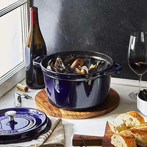STAUB Cast Iron Dutch Oven 4-qt Round Cocotte, Made in France, Serves 3-4, Matte Black
