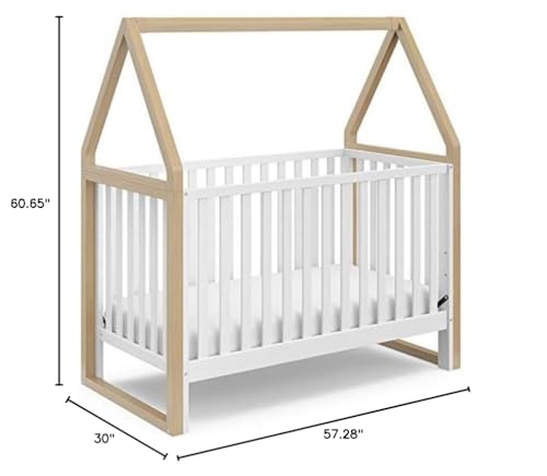 Storkcraft Orchard 5-in-1 Convertible Crib (White with Driftwood) – GREENGUARD Gold Certified, Canopy Style Baby Crib, Converts from Crib to Toddler Bed, Daybed and Full-Size Bed