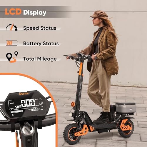 Ruitoo® Electric Scooter, 1000W/1600W/5600W Motor, Off Road Electric Scrooter Adults, 27/32/34/47Mph Top Speed, 28/35/44/50/53 Miles Max Range, Foldable E-Scooter Support Return