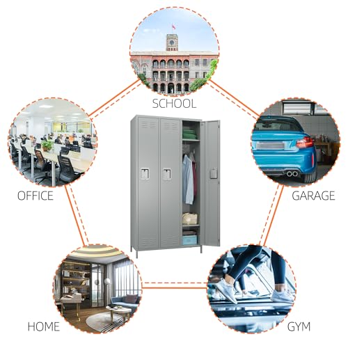 METAN Metal Storage Locker for School Office Gym Bedroom, 12 Doors Locker Cabinet for Employees, Industrial Steel Storage Locker with 12 Hooks, Assembly Required (12 Door-Light Gray)