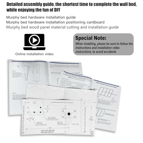ROOMTEC Queen Murphy Bed Hardware Kit, Folding Wall Bed Kit,Horizontal,Easy to Install,Saving Space