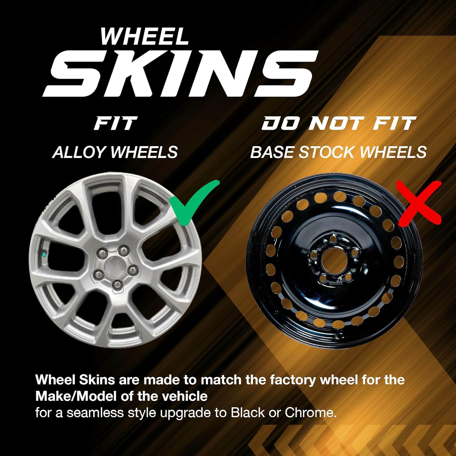 20" Gloss Black Wheel Skin Set Made for Dodge Charger & Challenger (2015-2019) | Durable ABS Plastic over Hubcap | Fits Directly Over OEM Wheel