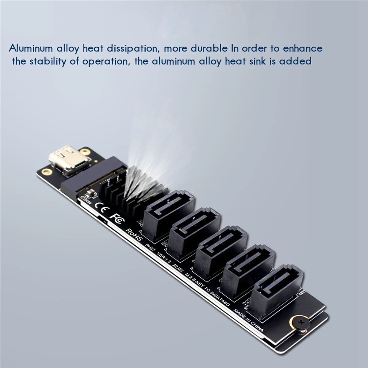 2X TYPE-C to SATA3.0 5 Ports Adapter Converter Card 6Gbps USB10G JM575+JMS580 for SSD HDD Expansion,2 x Expansion Card 2 x Data Cable,Black