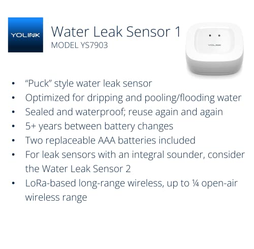 YOLINK LoRa Smart Water Leak Protection System, w/Commercial Grade Smart Motorized Stainless Steel Valve, (3) Water Leak Sensors, Hub: Up to 1/4-Mile Range, IFTTT, Alexa, Home Assistant