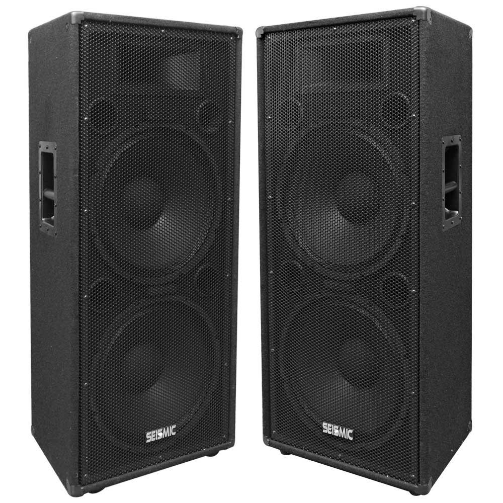 Seismic Audio Pair of Dual 15 Pa/dj Speaker Cabinets with Titanium Horns FL-155PC