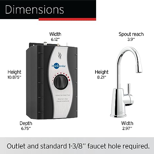 InSinkErator HOT250 Instant Hot Water Dispenser System, Single-Handle Faucet in Satin Nickel with 2/3-Gallon Stainless Steel Tank, H250SN-SS