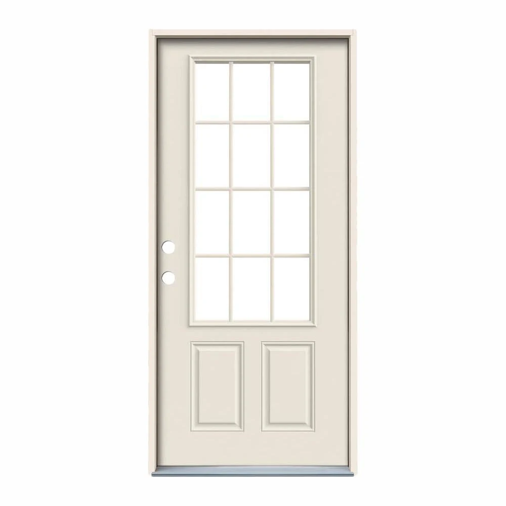 JELD-WEN 36 in. x 80 in. 12 Lite Primed Steel Prehung Right-Hand Inswing Back Door
