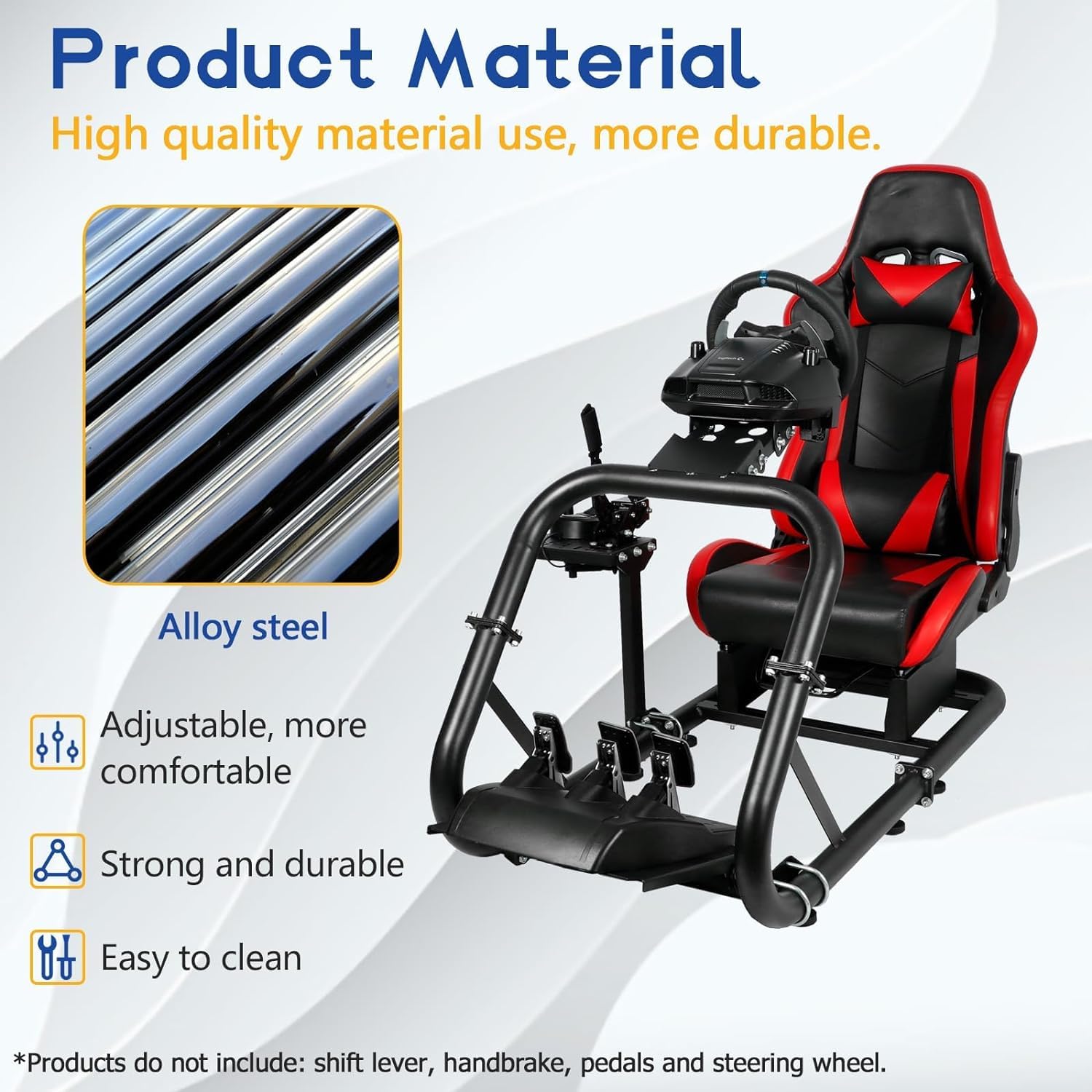 Mokapit Racing Simulator Cockpit with Red Seat,50mm Large Round Tube & More Stable,Fit for Thrustmaster/Logitech/Fanatec G920 G923 G29,Professional,No Pedal,Wheel & Shifter