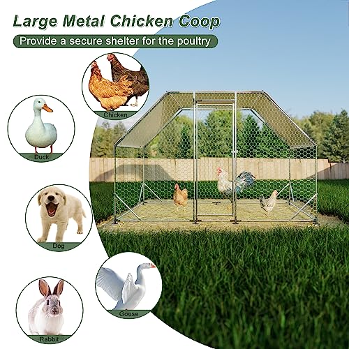 Large Metal Chicken Coop Run with Cover,13 x 10 x 6.4 FT Walk-in Poultry Cage Run with Lockable Doors,Chicken Pen for Outdoor, Backyard, and Farm,Suitable for Chickens and Other Poultry