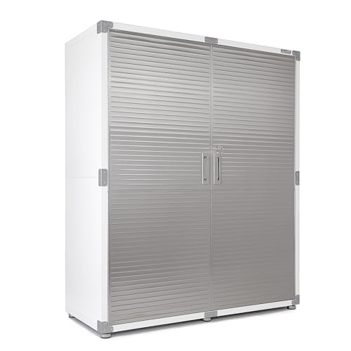 Seville Classics UltraHD Solid Steel Lockable Metal Storage Cabinet Locker Organizer, w/Adjustable Shelves for Garage, Warehouse, Office, Classroom, Granite, 48" W x 24" D x 72" H
