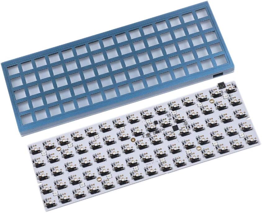 ID75 75 Keys Ortholinear Layout QMK Anodized Aluminum Case Plate hot-swappable Hot Swap Type C PCB Mechanical Keyboard Kit (Black)