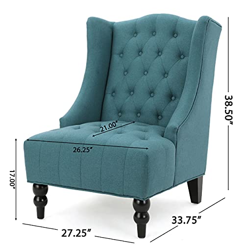 Christopher Knight Home Toddman High-Back Fabric Club Chair, Dark Blue 33.75D x 27.25W x 38.5H in