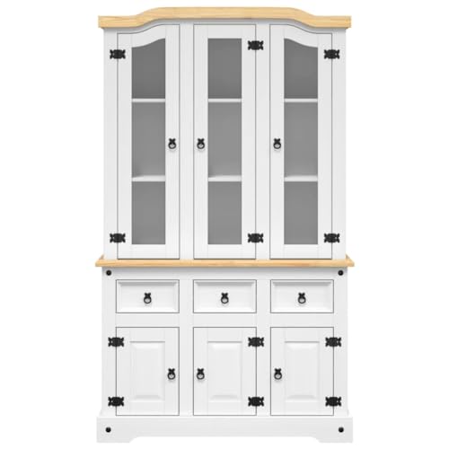 Highboard, Craft Cabinet Kitchen Storage Linen Cabinet Pantry Cabinet Suitable for Kitchens Small Spaces Bedroom Living Room, Corona Brown 44.1"x16.9"x77.2" Solid Wood Mexican Pine