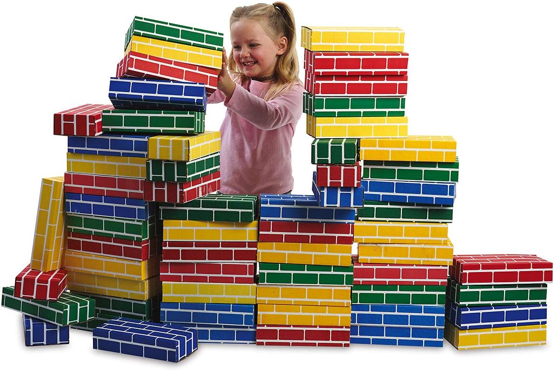Lillian Vernon Primary Building Bricks- Kids Cardboard Bricks, Each 9 x 4 x 2 (Set of 24) Pack of 2