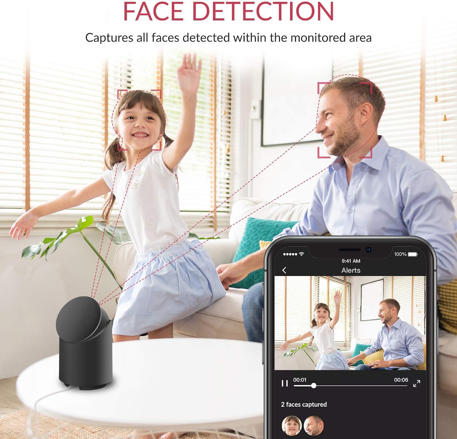 YI Camera for Home Security Indoor 2K, WiFi Bedroom Surveillance Camera 360-degree with Night Vision, Human Detection, 2-Way Audio, Phone App, Compatible with Alexa and Google Assistant, 2pc