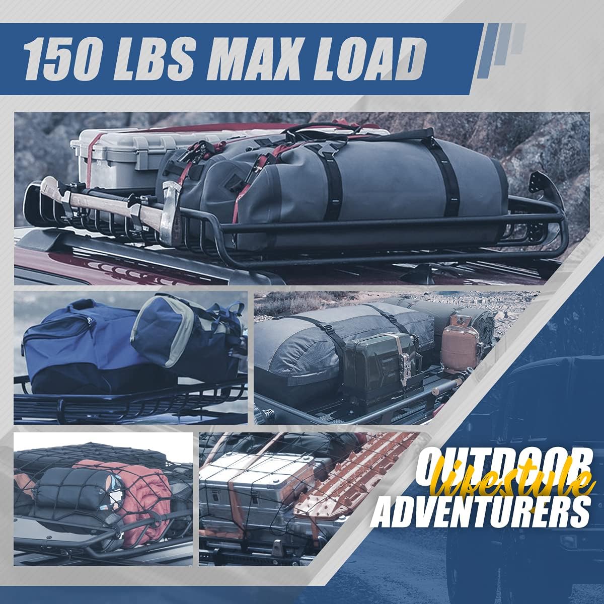 51 inches x 40 inches Mild Steel Roof Rack Top Cargo Carrier Basket
