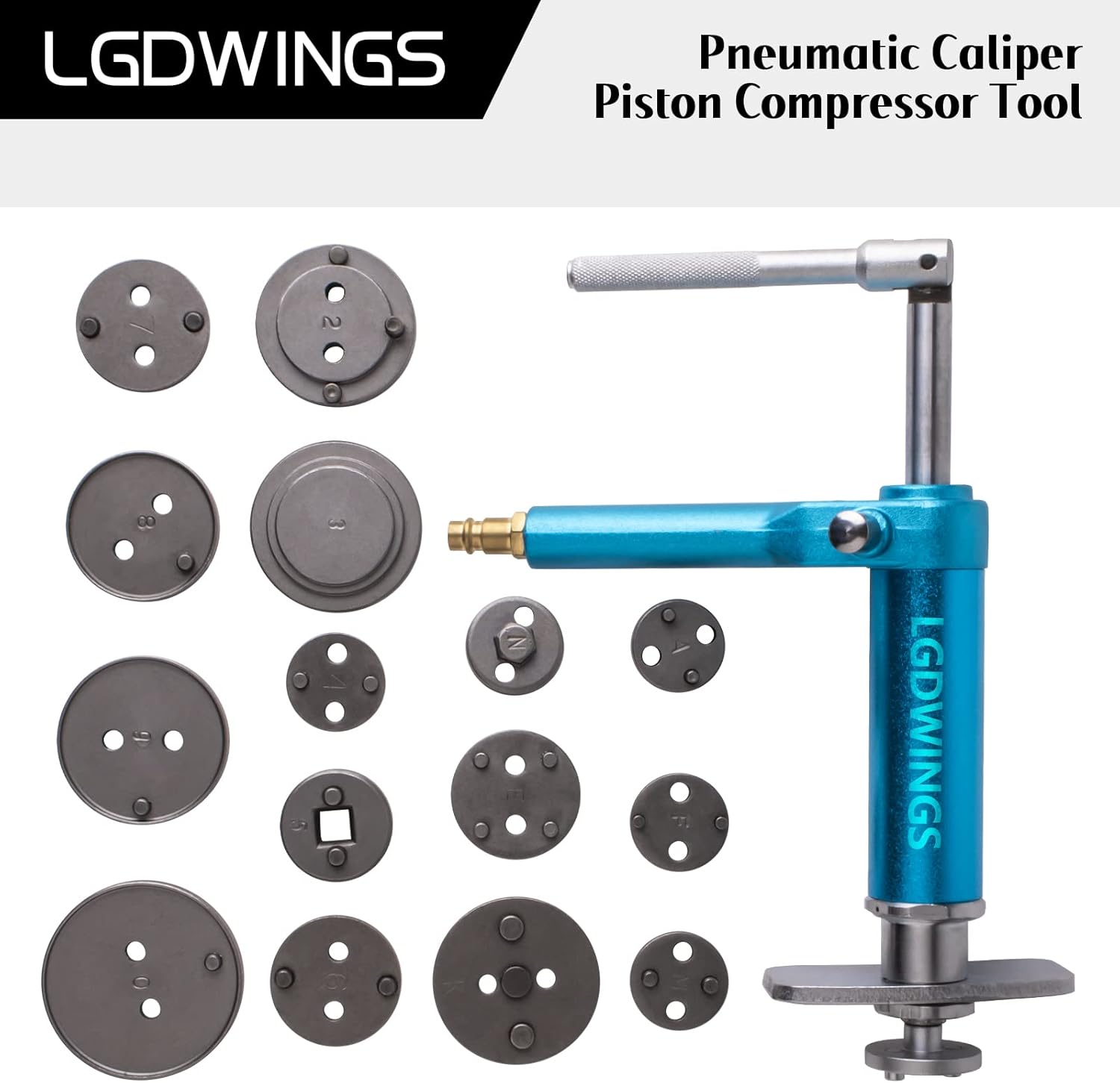 LGDWINGS Air Powered Disc Brake Caliper Wind Back Compression Spreading Tool Kit Pneumatic Design 16PCS Rewind Spreader Air Tool Set