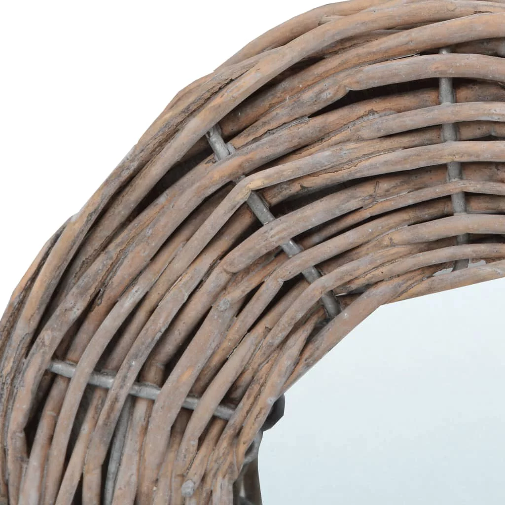 moobody 3 Piece Round Wall Mirror Set Bathroom Vanity Wicker Rattan Frame Glass Wall Mounted Mirrors for Entrance, Hallway, Bedroom, Living Room, Home Furniture Decor