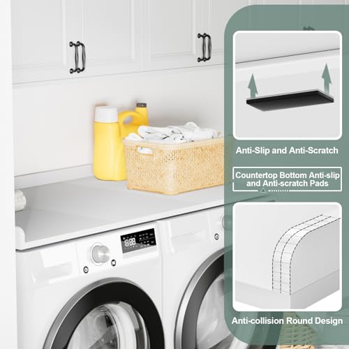 Ulif Laundry Room Washer Dryer Countertop, Washer and Dryer Topper Organization Space 27.5" D x 54" W x 2.6" H, Splicing Style