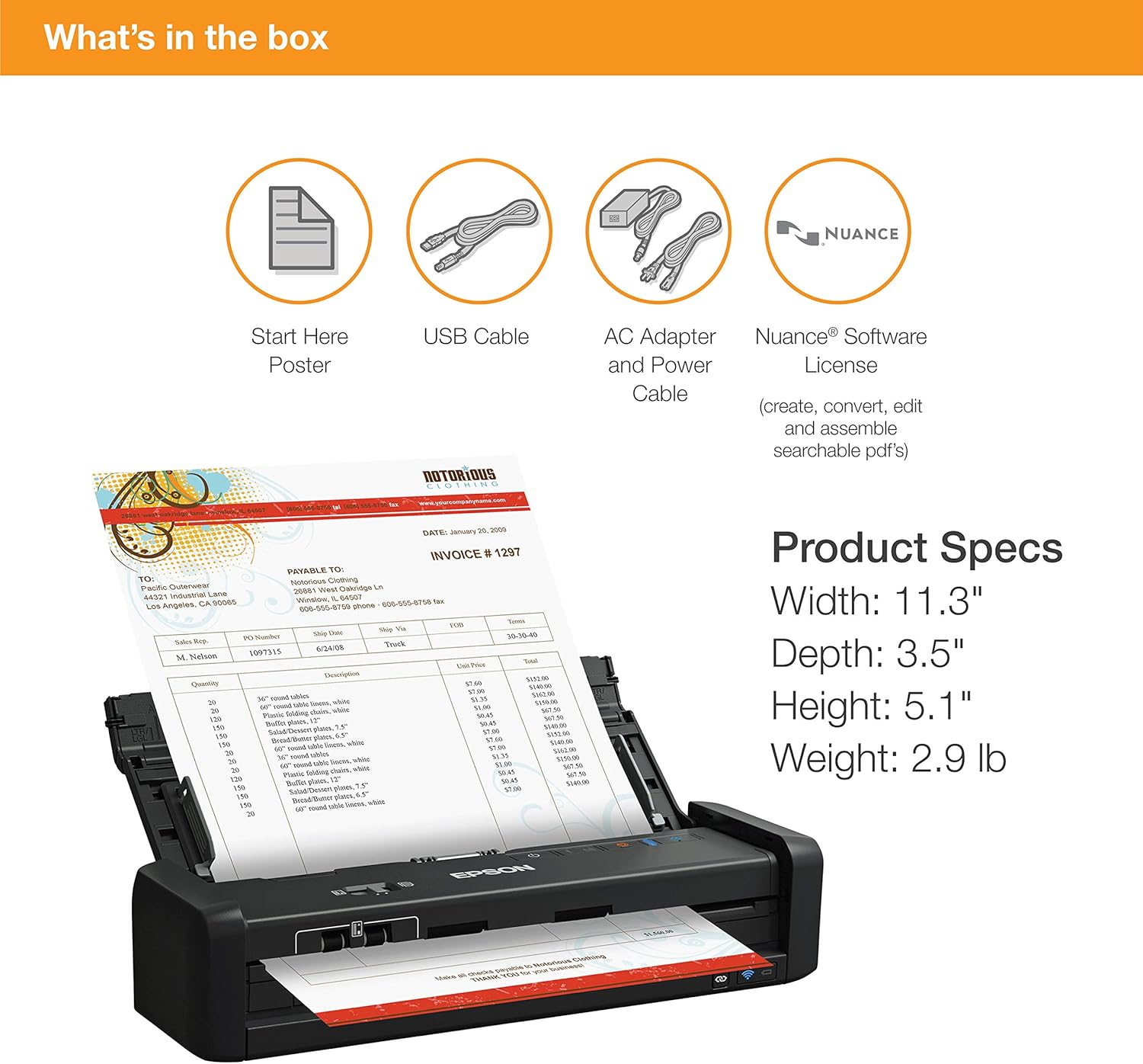 ES-300WR Wireless Color Portable Duplex Document Scanner Accounting Edition for PC and Mac, Auto Document Feeder (ADF)