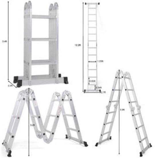 Gymax 12.5ft Multi Purpose Folding EN131 Aluminum Scaffold Ladder Step